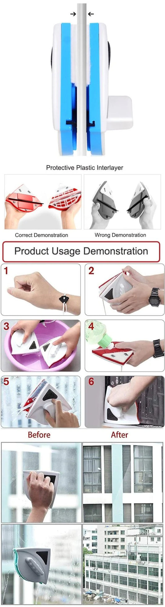 Magnetic Glass Wiper Cleaning Tool